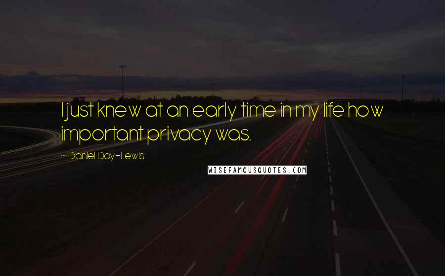 Daniel Day-Lewis Quotes: I just knew at an early time in my life how important privacy was.