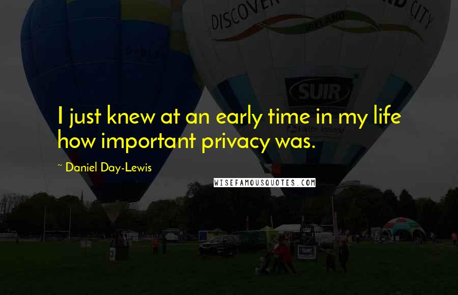 Daniel Day-Lewis Quotes: I just knew at an early time in my life how important privacy was.