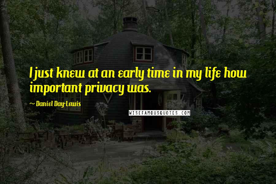 Daniel Day-Lewis Quotes: I just knew at an early time in my life how important privacy was.