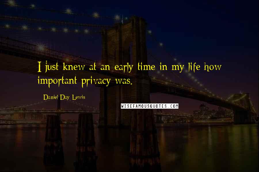 Daniel Day-Lewis Quotes: I just knew at an early time in my life how important privacy was.