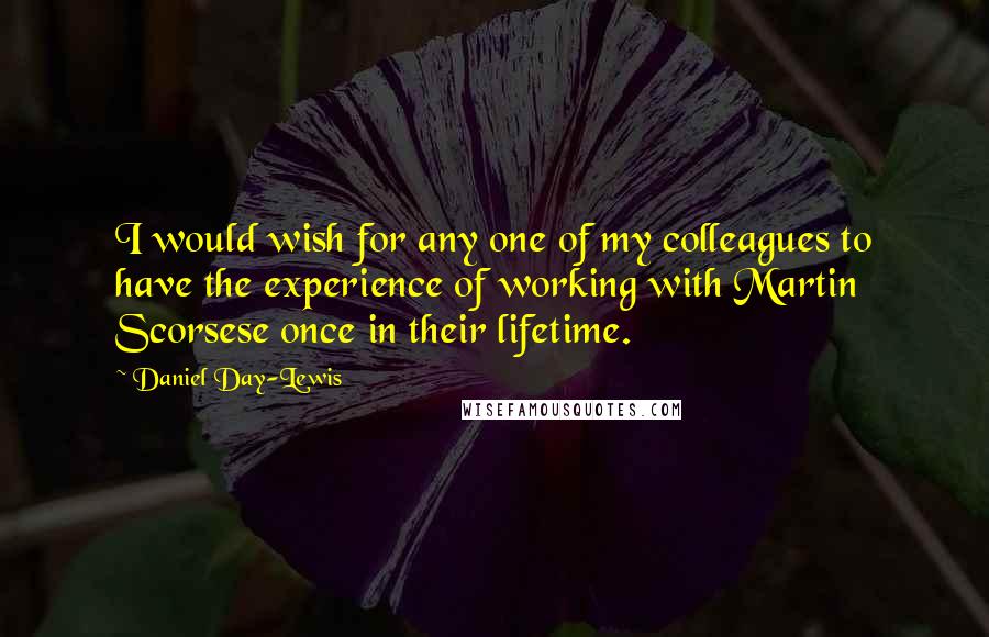 Daniel Day-Lewis Quotes: I would wish for any one of my colleagues to have the experience of working with Martin Scorsese once in their lifetime.