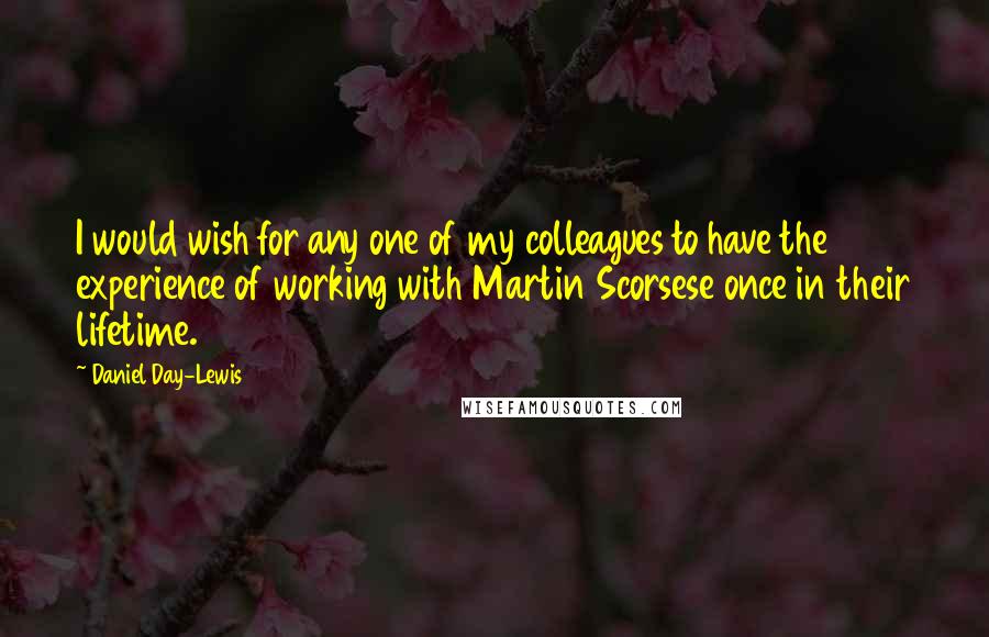 Daniel Day-Lewis Quotes: I would wish for any one of my colleagues to have the experience of working with Martin Scorsese once in their lifetime.