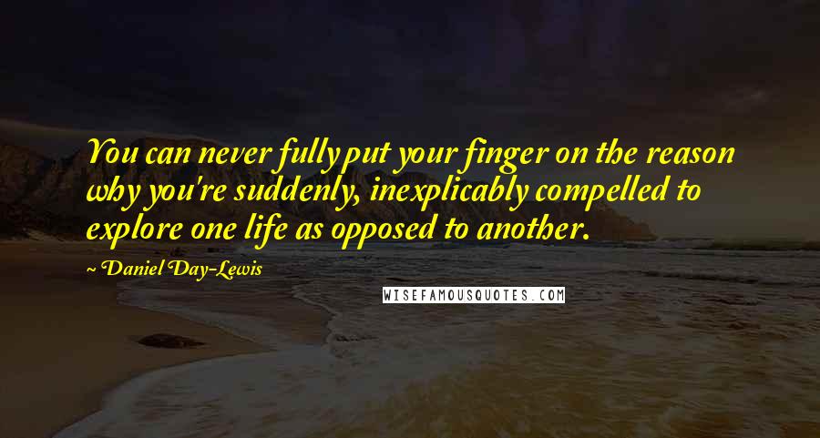 Daniel Day-Lewis Quotes: You can never fully put your finger on the reason why you're suddenly, inexplicably compelled to explore one life as opposed to another.