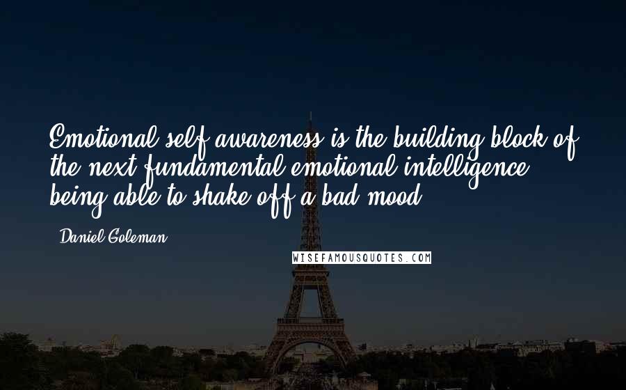 Daniel Goleman Quotes: Emotional self-awareness is the building block of the next fundamental emotional intelligence: being able to shake off a bad mood.