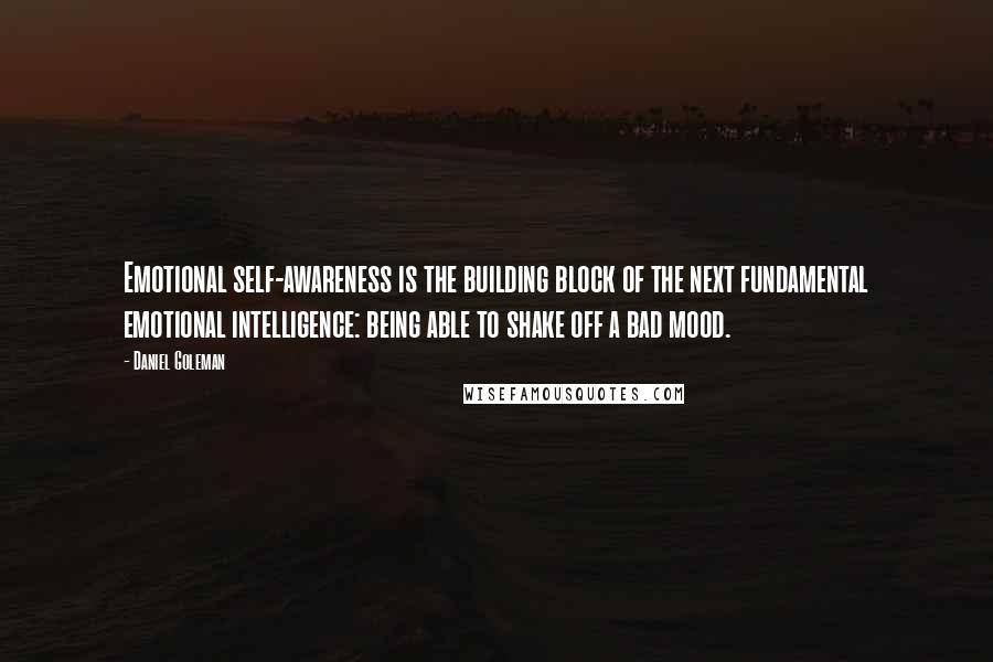 Daniel Goleman Quotes: Emotional self-awareness is the building block of the next fundamental emotional intelligence: being able to shake off a bad mood.