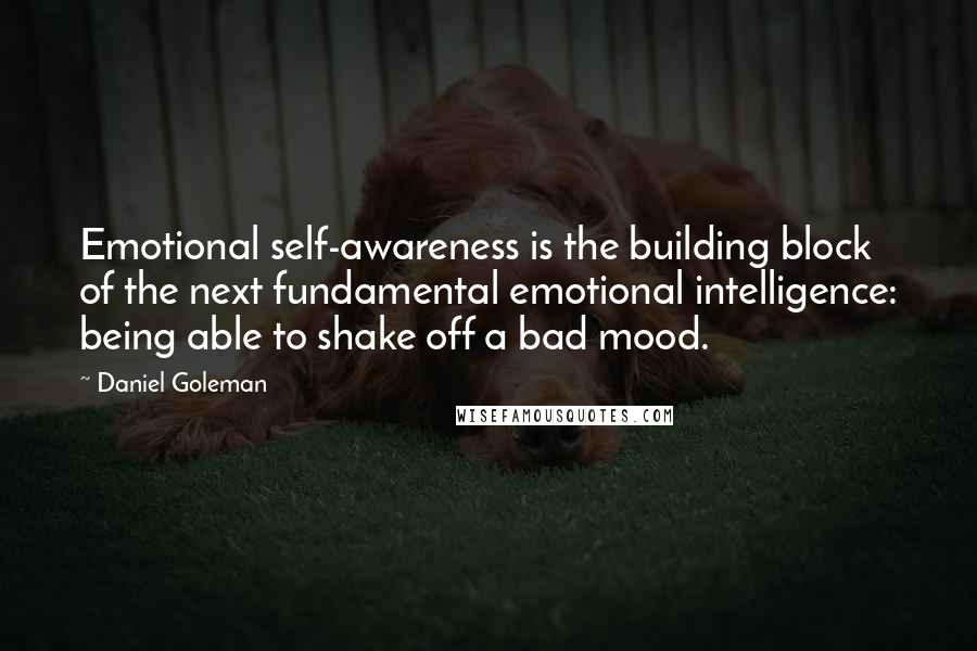 Daniel Goleman Quotes: Emotional self-awareness is the building block of the next fundamental emotional intelligence: being able to shake off a bad mood.