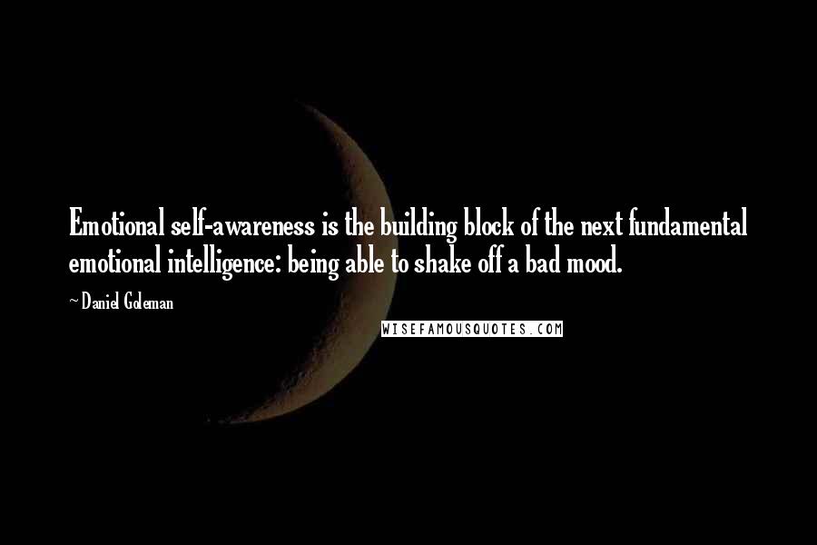 Daniel Goleman Quotes: Emotional self-awareness is the building block of the next fundamental emotional intelligence: being able to shake off a bad mood.