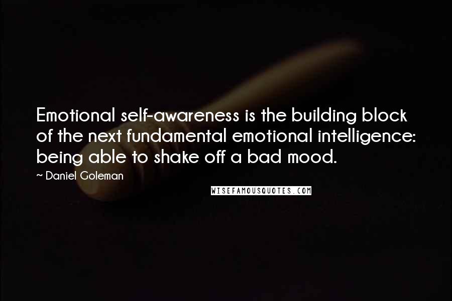 Daniel Goleman Quotes: Emotional self-awareness is the building block of the next fundamental emotional intelligence: being able to shake off a bad mood.