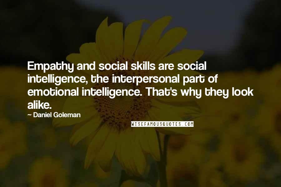 Daniel Goleman Quotes: Empathy and social skills are social intelligence, the interpersonal part of emotional intelligence. That's why they look alike.