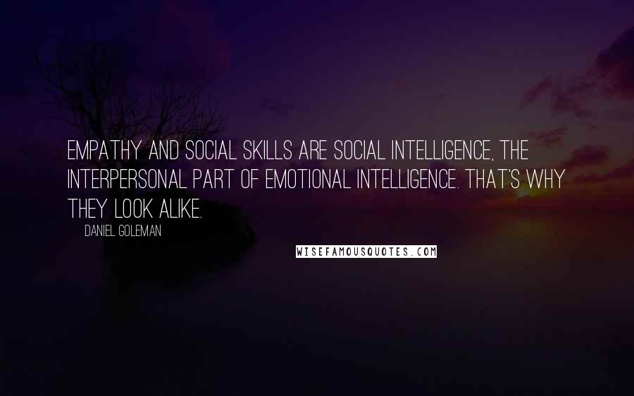 Daniel Goleman Quotes: Empathy and social skills are social intelligence, the interpersonal part of emotional intelligence. That's why they look alike.