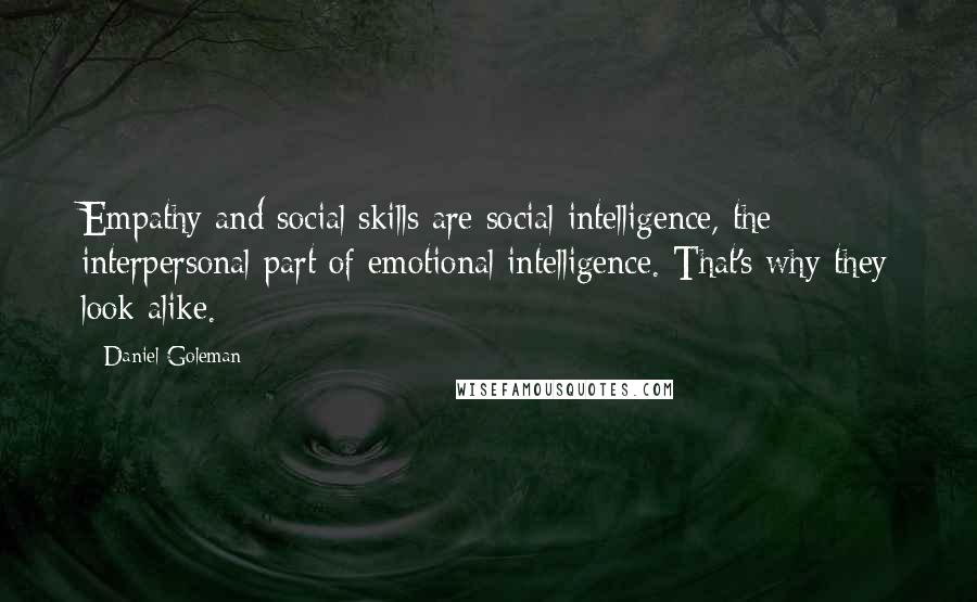 Daniel Goleman Quotes: Empathy and social skills are social intelligence, the interpersonal part of emotional intelligence. That's why they look alike.