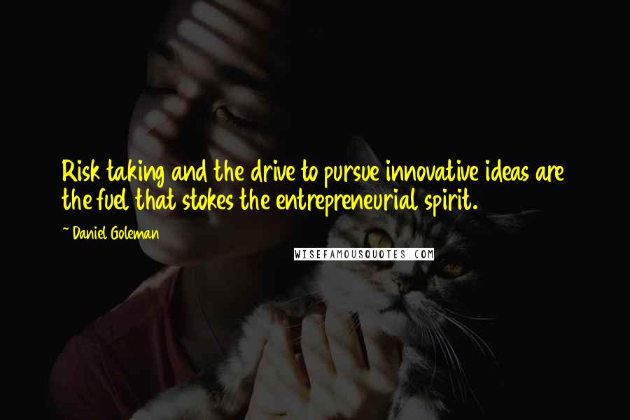 Daniel Goleman Quotes: Risk taking and the drive to pursue innovative ideas are the fuel that stokes the entrepreneurial spirit.