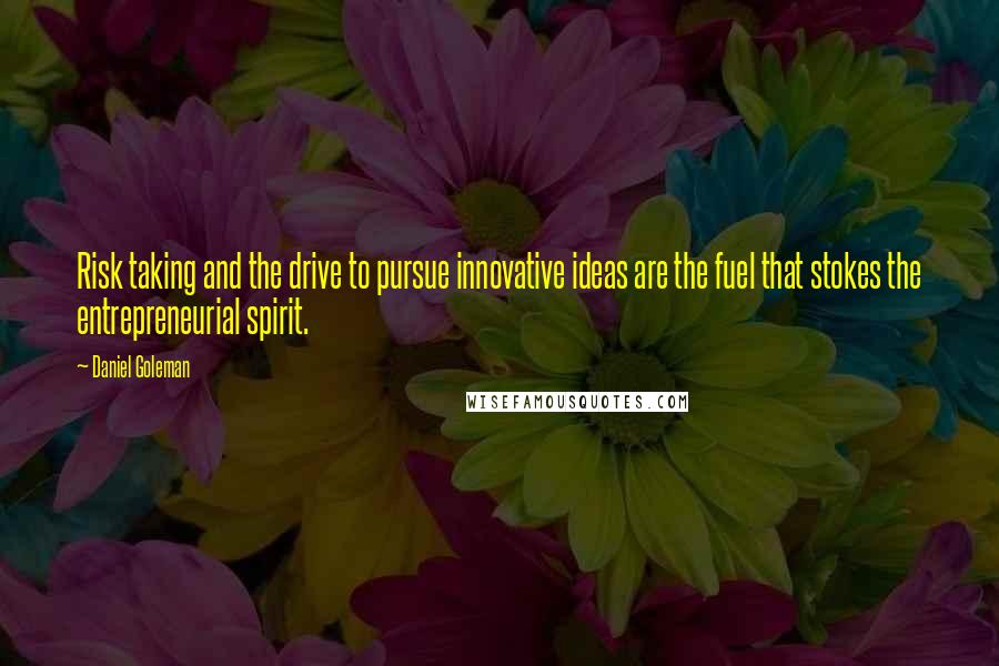 Daniel Goleman Quotes: Risk taking and the drive to pursue innovative ideas are the fuel that stokes the entrepreneurial spirit.