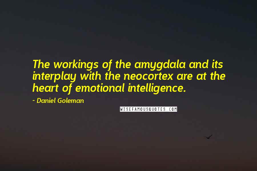 Daniel Goleman Quotes: The workings of the amygdala and its interplay with the neocortex are at the heart of emotional intelligence.