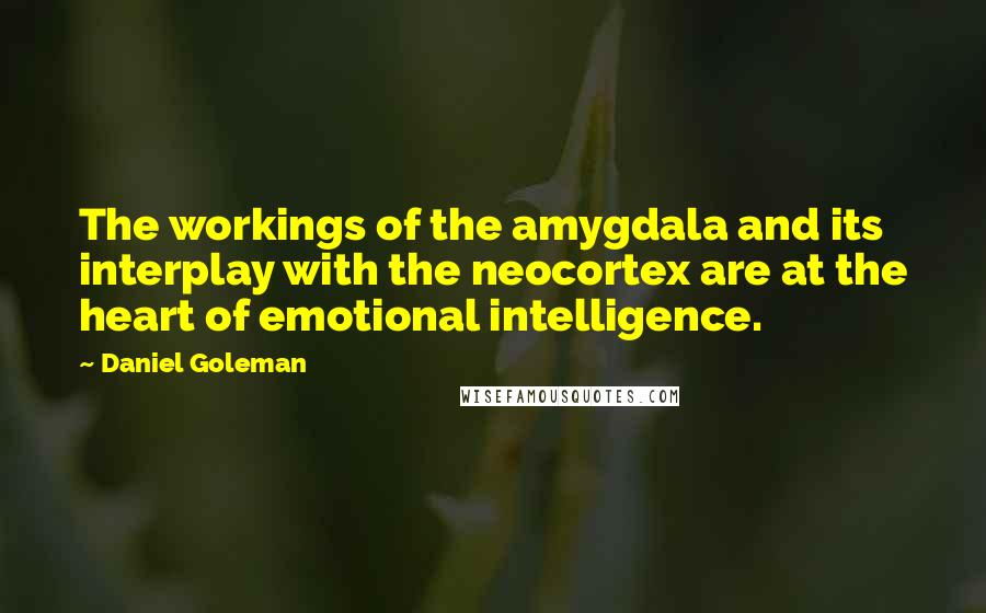 Daniel Goleman Quotes: The workings of the amygdala and its interplay with the neocortex are at the heart of emotional intelligence.