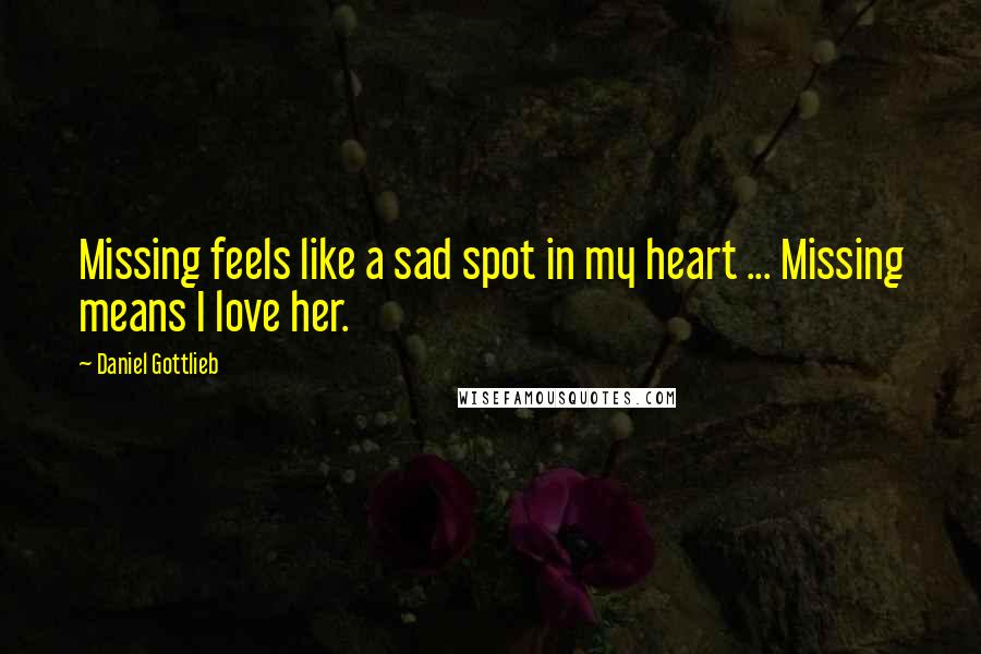 Daniel Gottlieb Quotes: Missing feels like a sad spot in my heart ... Missing means I love her.