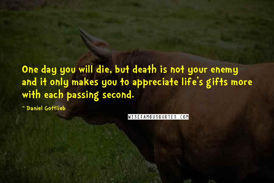 Daniel Gottlieb Quotes: One day you will die, but death is not your enemy and it only makes you to appreciate life's gifts more with each passing second.