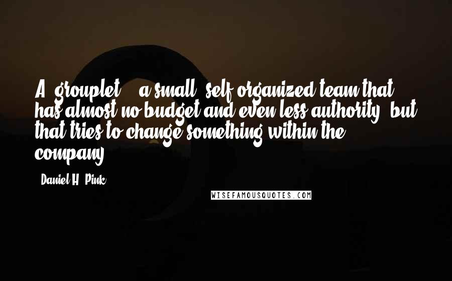 Daniel H. Pink Quotes: A "grouplet" - a small, self-organized team that has almost no budget and even less authority, but that tries to change something within the company.