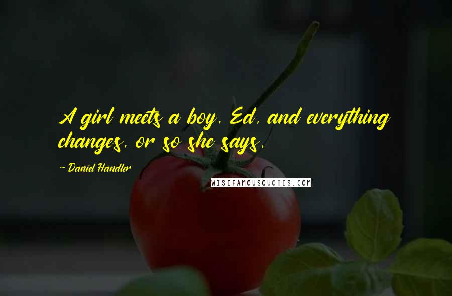 Daniel Handler Quotes: A girl meets a boy, Ed, and everything changes, or so she says.