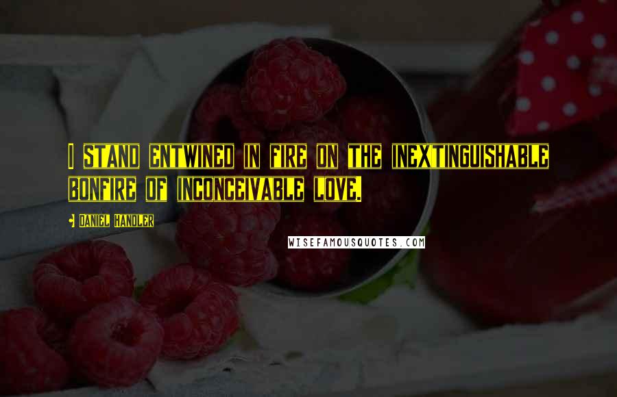 Daniel Handler Quotes: I stand entwined in fire on the inextinguishable bonfire of inconceivable love.