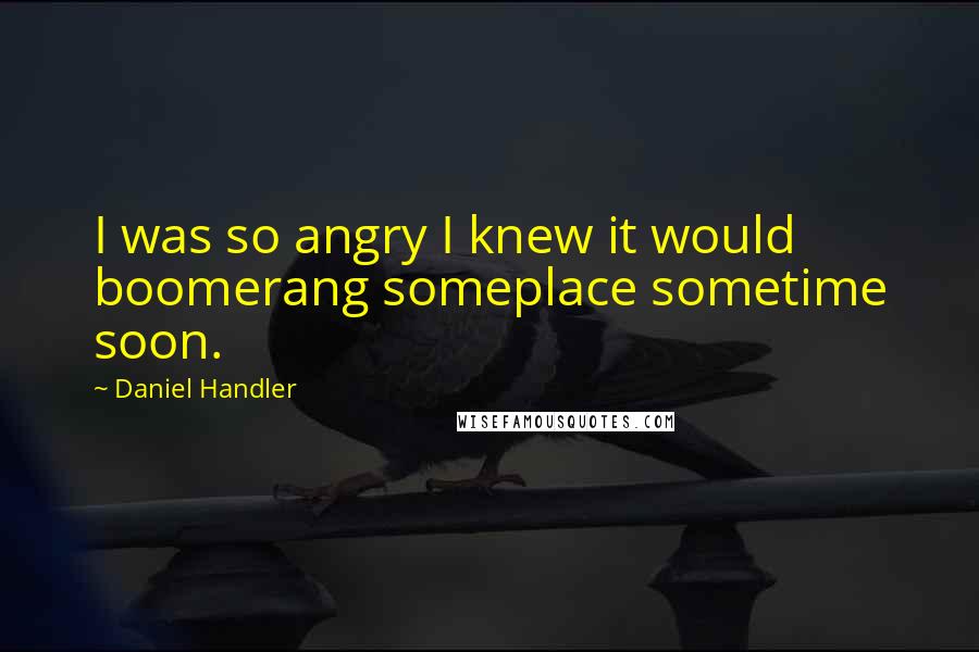 Daniel Handler Quotes: I was so angry I knew it would boomerang someplace sometime soon.