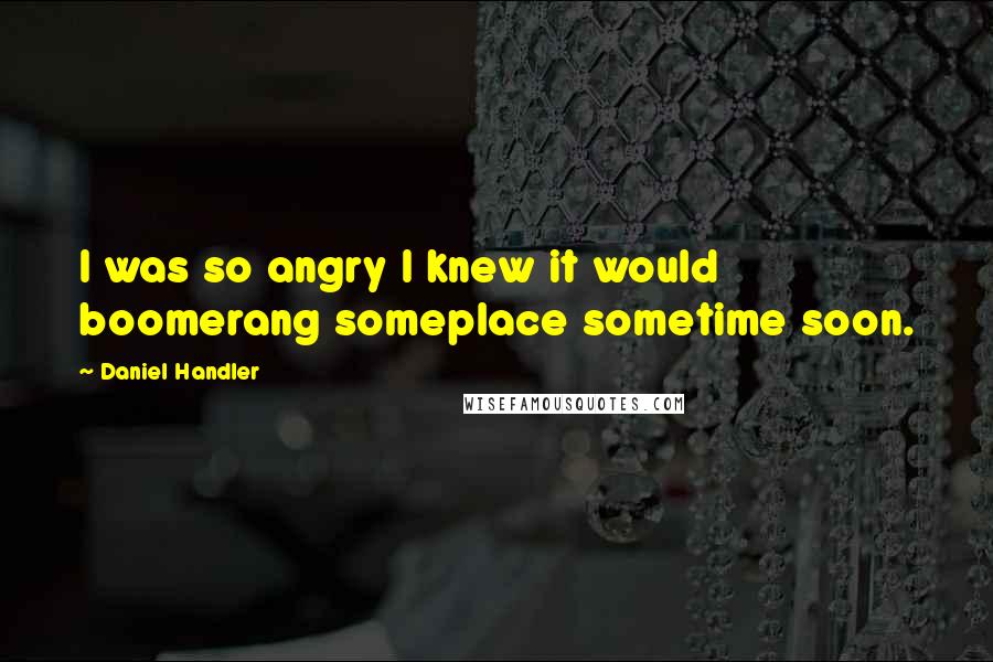 Daniel Handler Quotes: I was so angry I knew it would boomerang someplace sometime soon.