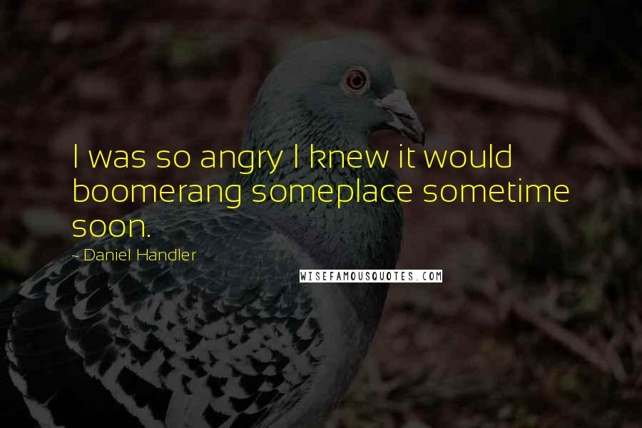 Daniel Handler Quotes: I was so angry I knew it would boomerang someplace sometime soon.