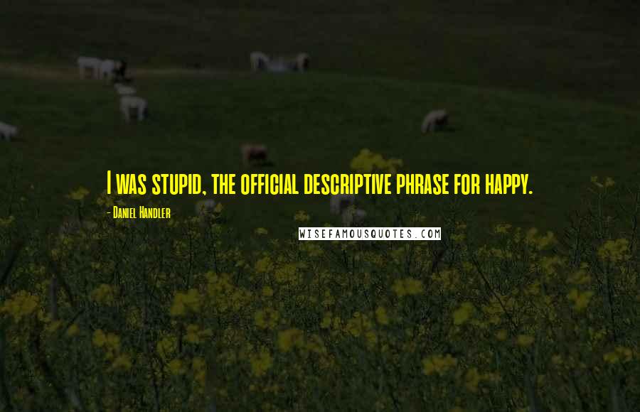 Daniel Handler Quotes: I was stupid, the official descriptive phrase for happy.