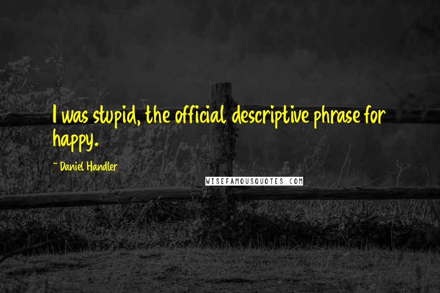 Daniel Handler Quotes: I was stupid, the official descriptive phrase for happy.