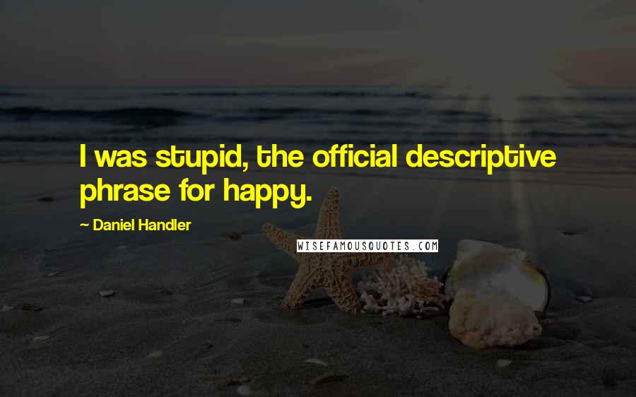 Daniel Handler Quotes: I was stupid, the official descriptive phrase for happy.