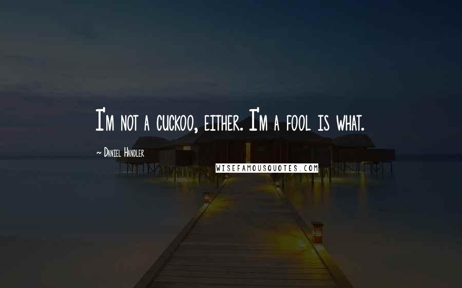 Daniel Handler Quotes: I'm not a cuckoo, either. I'm a fool is what.