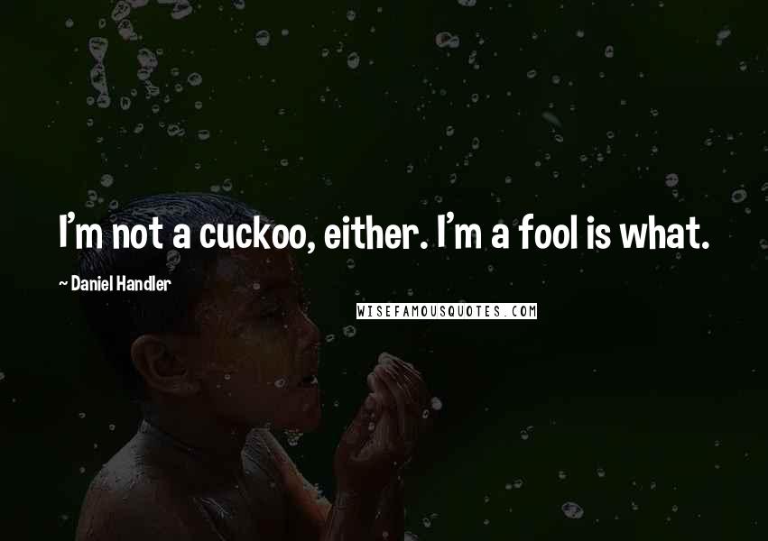 Daniel Handler Quotes: I'm not a cuckoo, either. I'm a fool is what.