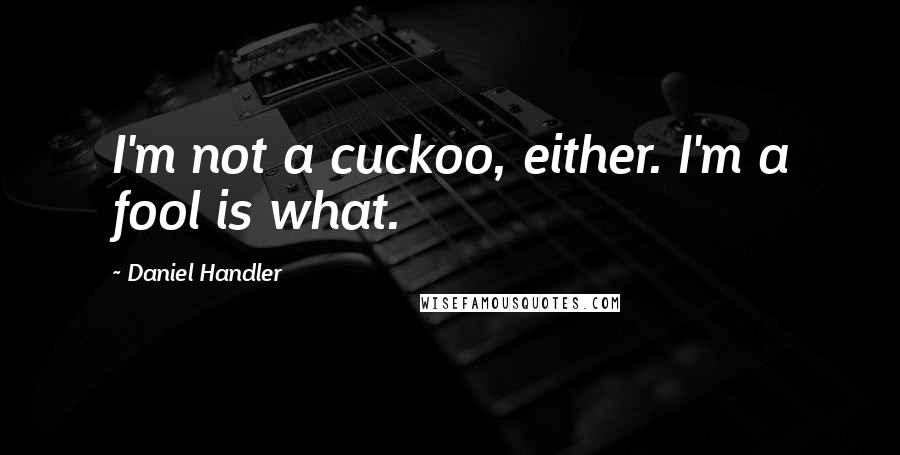 Daniel Handler Quotes: I'm not a cuckoo, either. I'm a fool is what.