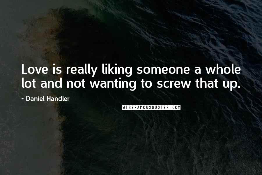 Daniel Handler Quotes: Love is really liking someone a whole lot and not wanting to screw that up.