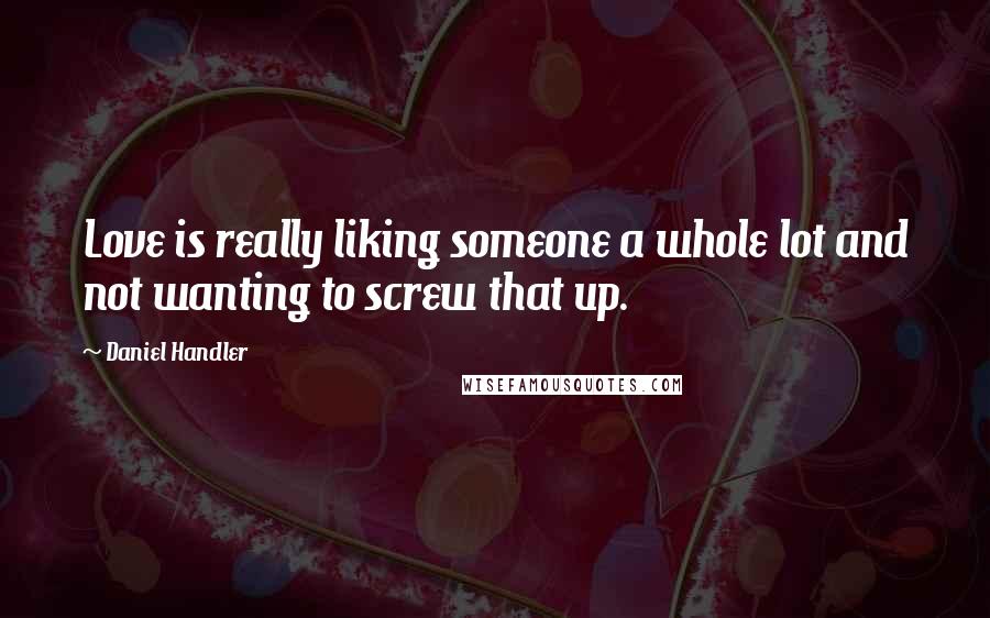 Daniel Handler Quotes: Love is really liking someone a whole lot and not wanting to screw that up.