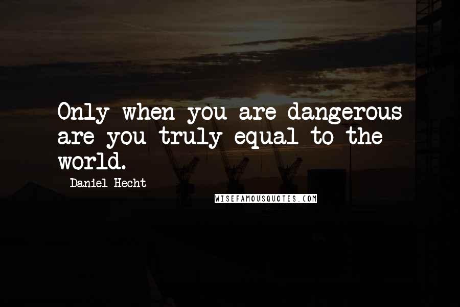 Daniel Hecht Quotes: Only when you are dangerous are you truly equal to the world.