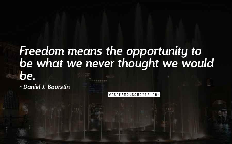 Daniel J. Boorstin Quotes: Freedom means the opportunity to be what we never thought we would be.