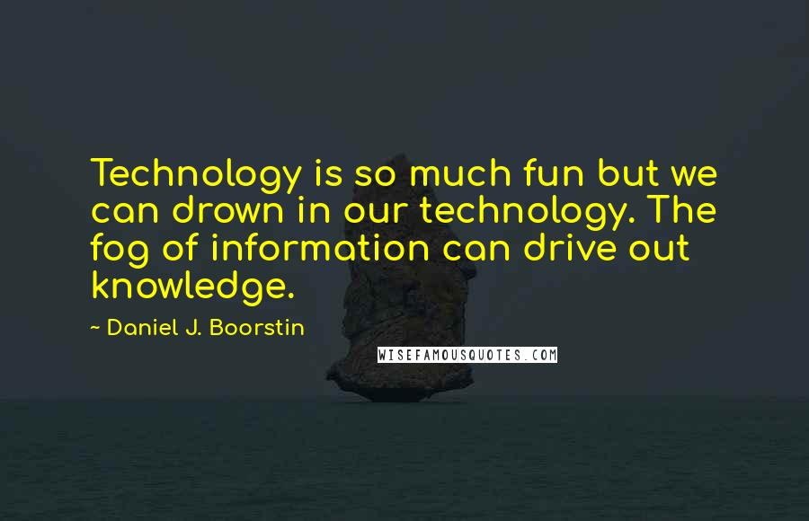 Daniel J. Boorstin Quotes: Technology is so much fun but we can drown in our technology. The fog of information can drive out knowledge.