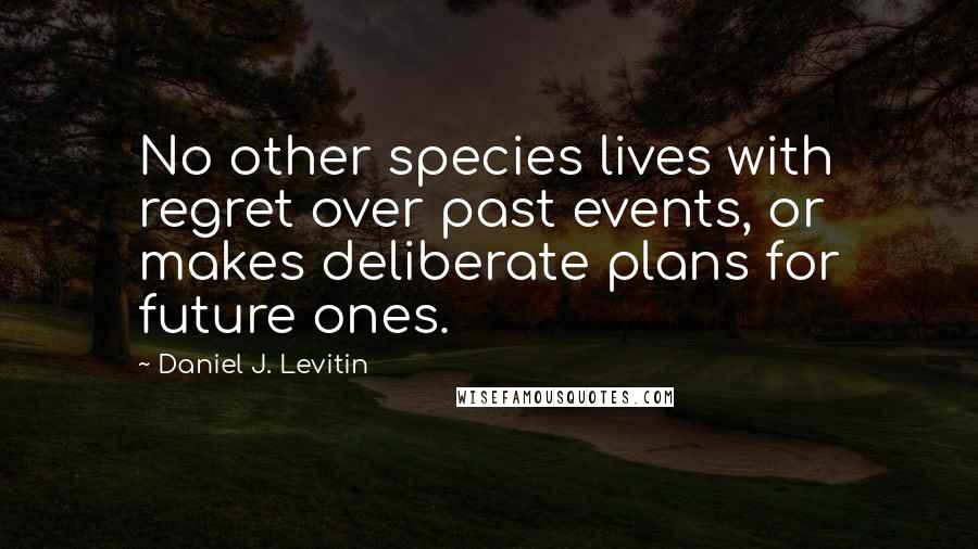 Daniel J. Levitin Quotes: No other species lives with regret over past events, or makes deliberate plans for future ones.