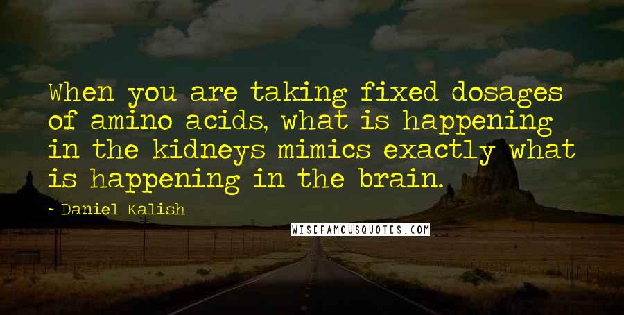 Daniel Kalish Quotes: When you are taking fixed dosages of amino acids, what is happening in the kidneys mimics exactly what is happening in the brain.