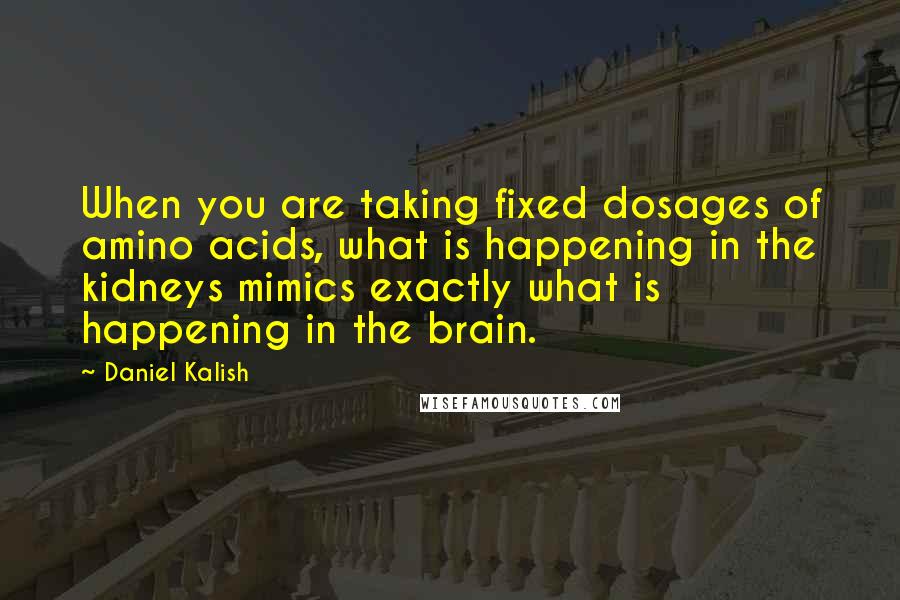 Daniel Kalish Quotes: When you are taking fixed dosages of amino acids, what is happening in the kidneys mimics exactly what is happening in the brain.