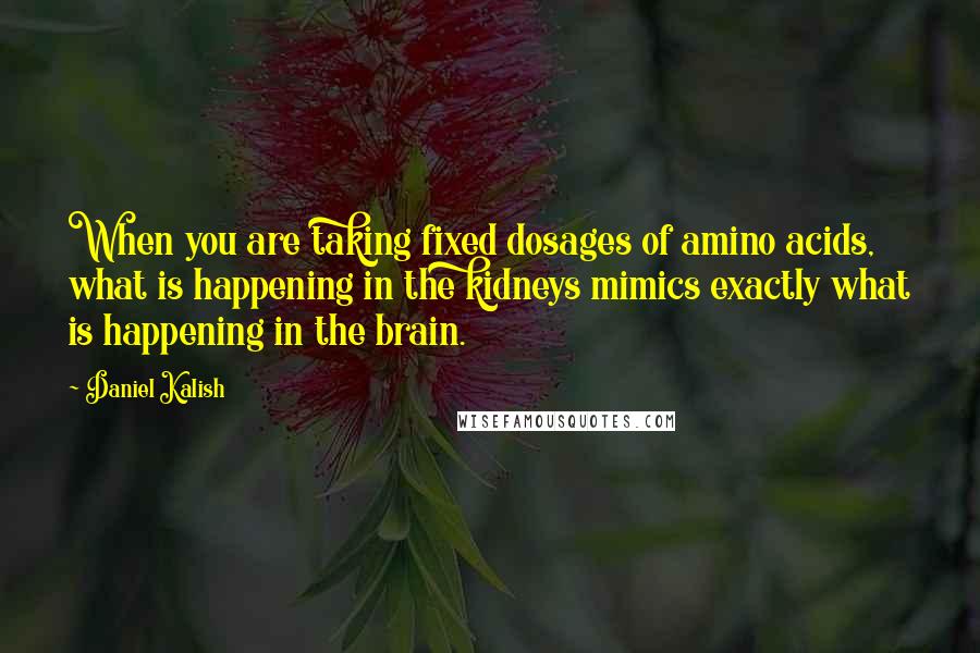 Daniel Kalish Quotes: When you are taking fixed dosages of amino acids, what is happening in the kidneys mimics exactly what is happening in the brain.