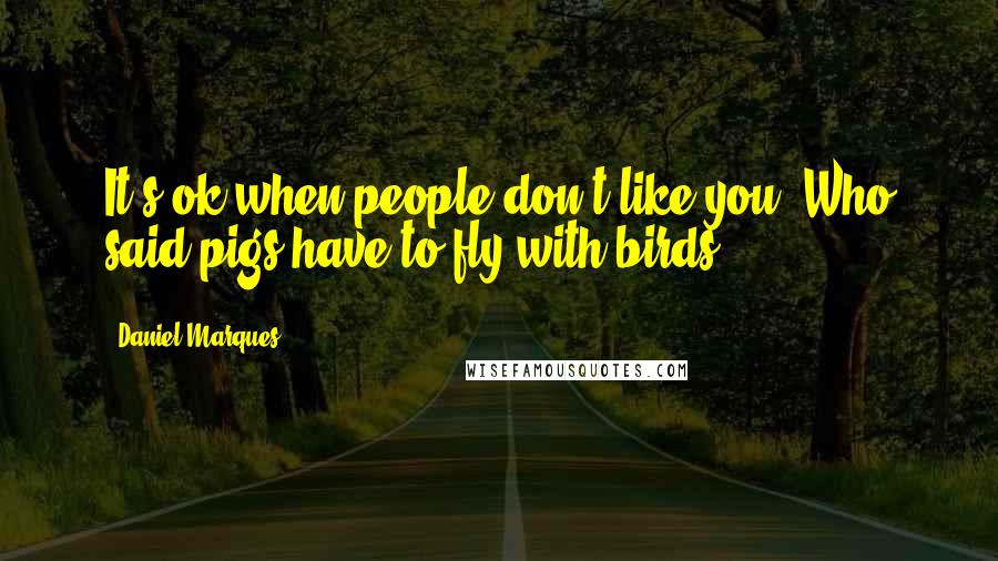 Daniel Marques Quotes: It's ok when people don't like you. Who said pigs have to fly with birds?