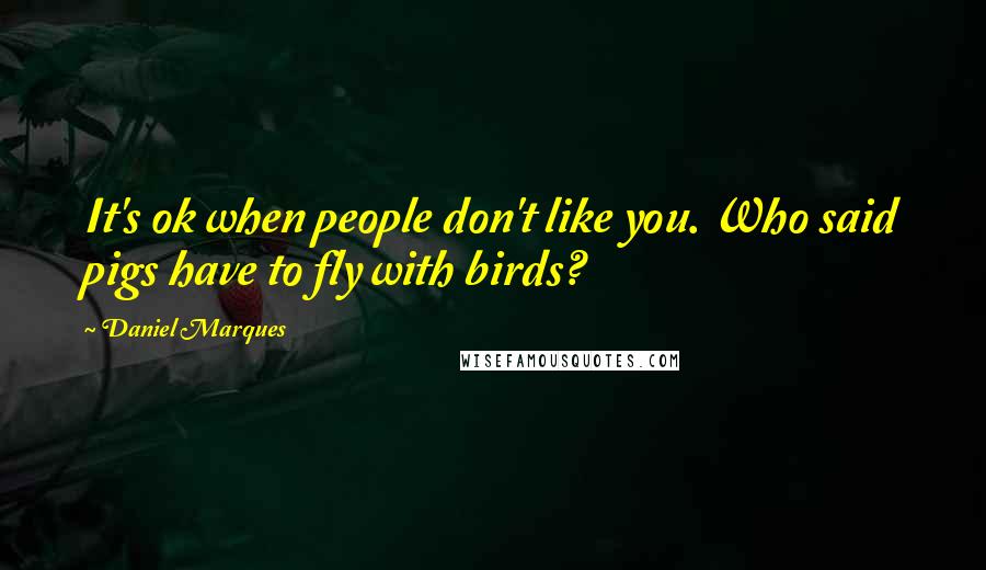 Daniel Marques Quotes: It's ok when people don't like you. Who said pigs have to fly with birds?