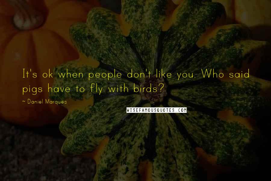 Daniel Marques Quotes: It's ok when people don't like you. Who said pigs have to fly with birds?