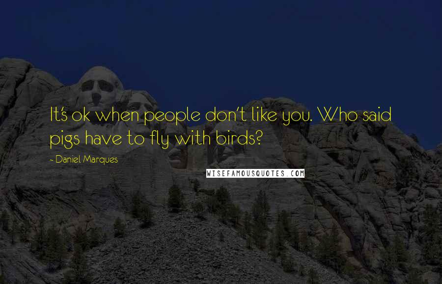 Daniel Marques Quotes: It's ok when people don't like you. Who said pigs have to fly with birds?