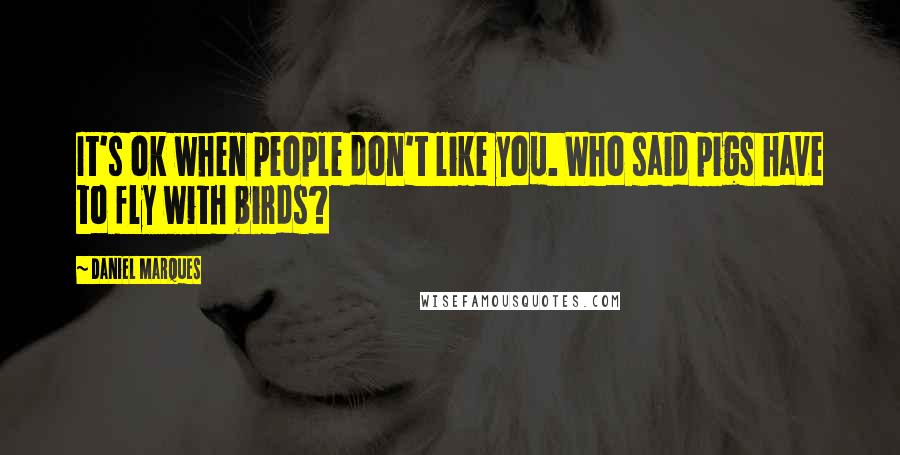 Daniel Marques Quotes: It's ok when people don't like you. Who said pigs have to fly with birds?