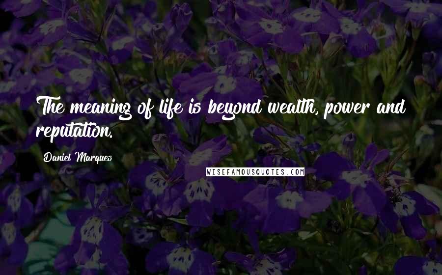 Daniel Marques Quotes: The meaning of life is beyond wealth, power and reputation.