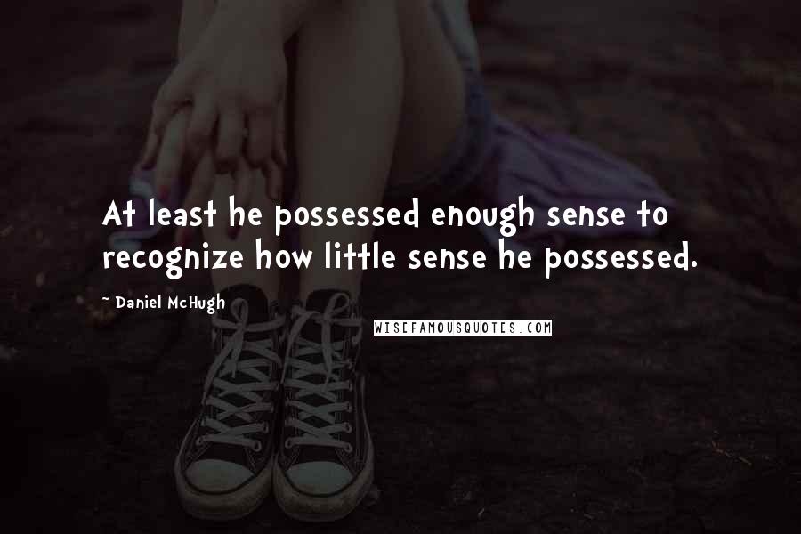 Daniel McHugh Quotes: At least he possessed enough sense to recognize how little sense he possessed.