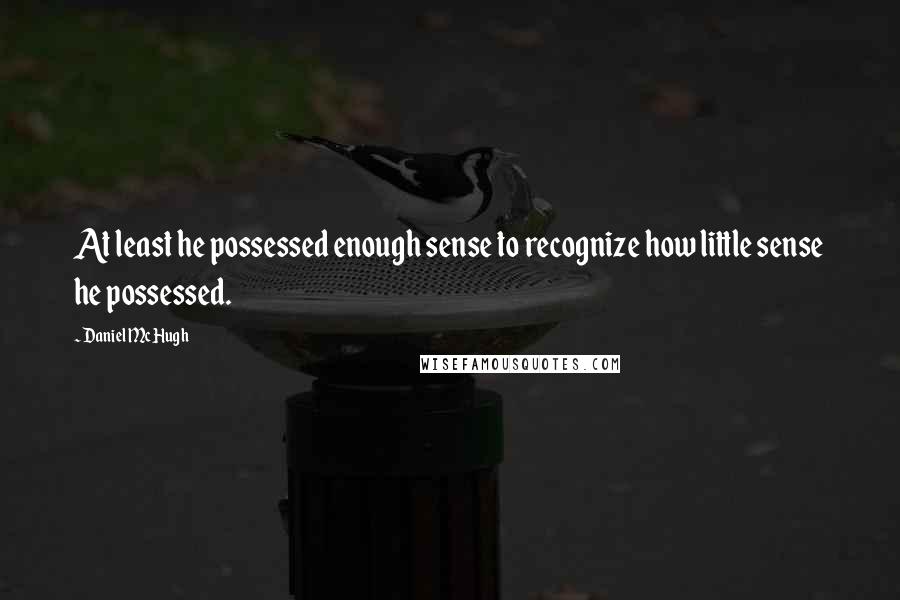 Daniel McHugh Quotes: At least he possessed enough sense to recognize how little sense he possessed.